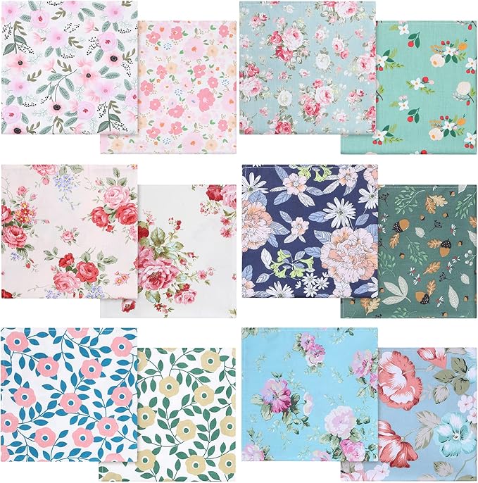 Tatuo Spring Flower Cotton Cloth Napkins Set of 24, 15 x 15 Inch Floral Dinner Napkins Soft Absorbent Washable for Family Cocktail Wedding Kitchen Dining Room Table Tea Party(Lovely Flowers)