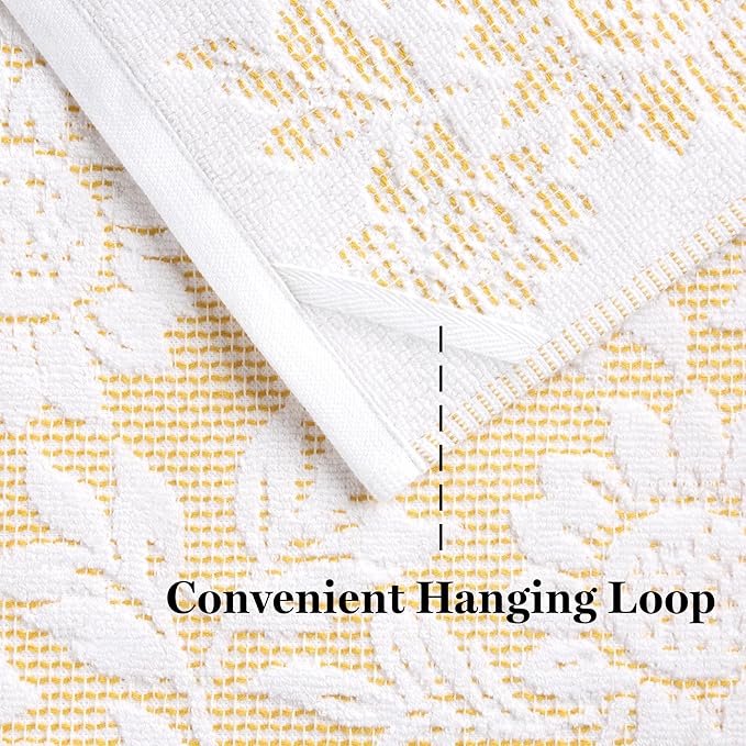 Martha Stewart Woodland Harvest Jacquard Sunflowers Kitchen Towel 2-Pack Set, 100% Cotton with Absorbent Honeycomb Texture, Decorative Kitchen Towels, Yellow, 16"X28"