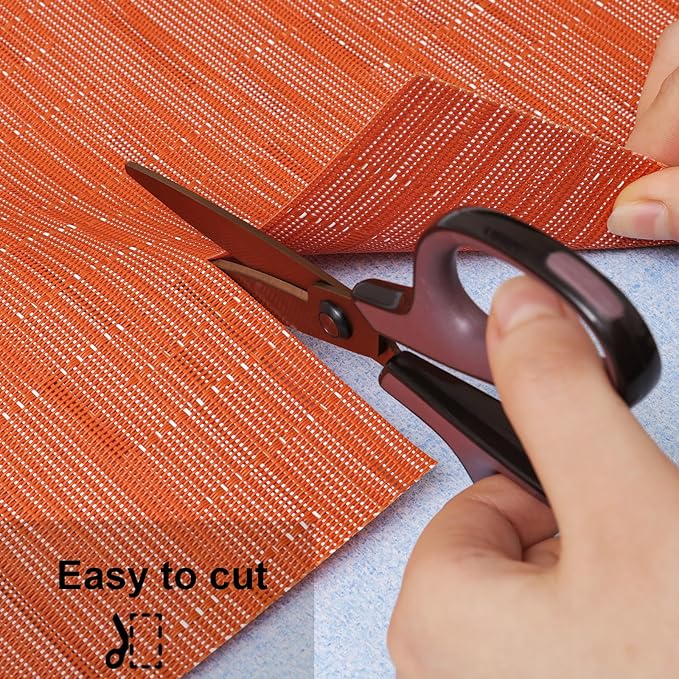 Myir JUN Placemats Set of 4, Vinyl Woven Placemats Place Mats Indoor Set of 4 Washable Table Mats Non-Slip Place mats for Dining Table (Orange, Set of 4)