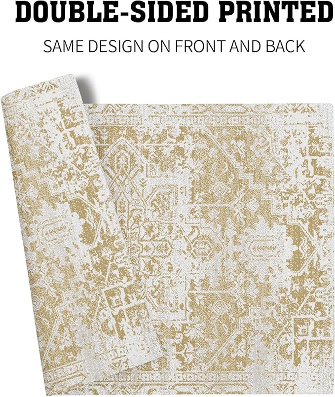 aportt Gray Tan Boho Placemats Set of 6 Ethnic Bohemian Carpet Place Mats Washable Kitchen Dining Vintage Grey Geography Floral Linen Table Mats Stain Heat-Resistant for Home Party Indoor 12x18 in