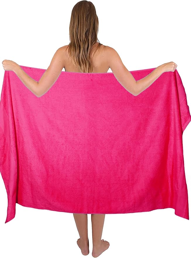 Belizzi Home Premium Cotton Oversized 2 Pack Bath Sheet 35x70-100% Pure Cotton - Ideal for Everyday use - Ultra Soft & Highly Absorbent - Machine Washable - Hot Pink