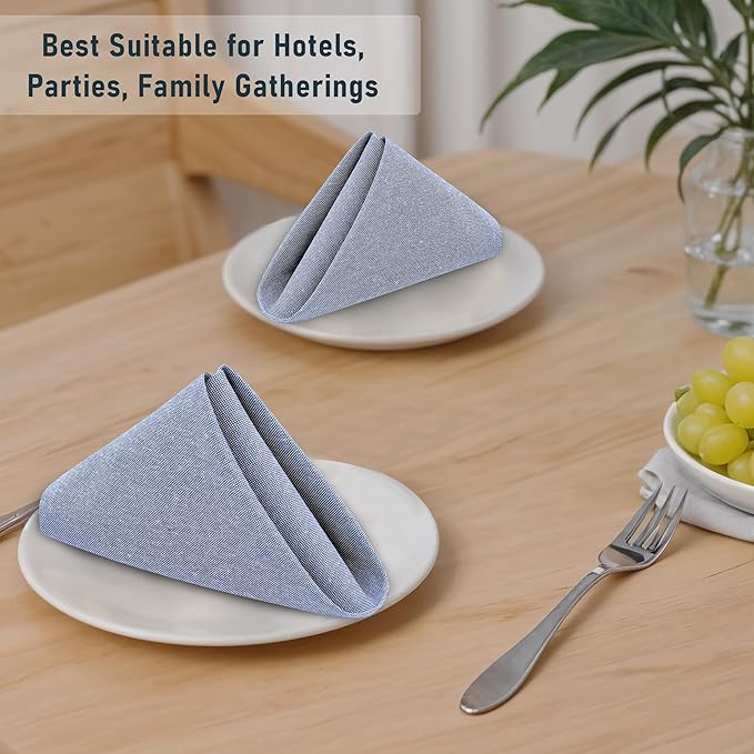 Ruvanti Cloth Napkins Set of 12, 18x18 Reusable Napkins Cloth Washable, Soft & Durable Table Napkin, Poly Cotton Fabric Dinner Napkins for Parties, Christmas, Thanksgiving, Weddings - Midnight Blue