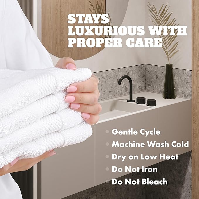 White Classic Wealuxe Cotton Hand Towels - Soft and Lightweight - 16x27 Inch - 12 Pack - Multi
