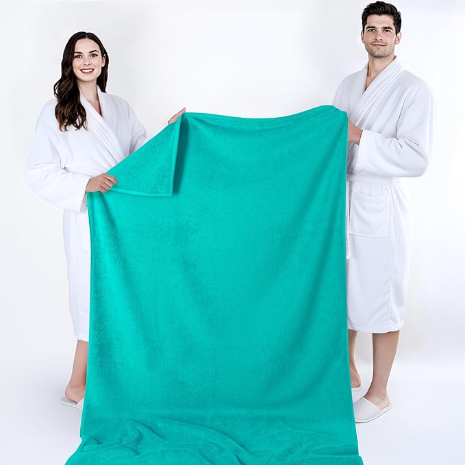 Cotton Paradise 100% Cotton 40x80 Oversized Bath Sheet, Extra Large Turkish Bath Towels for Bathroom, Turquoise Bathsheet