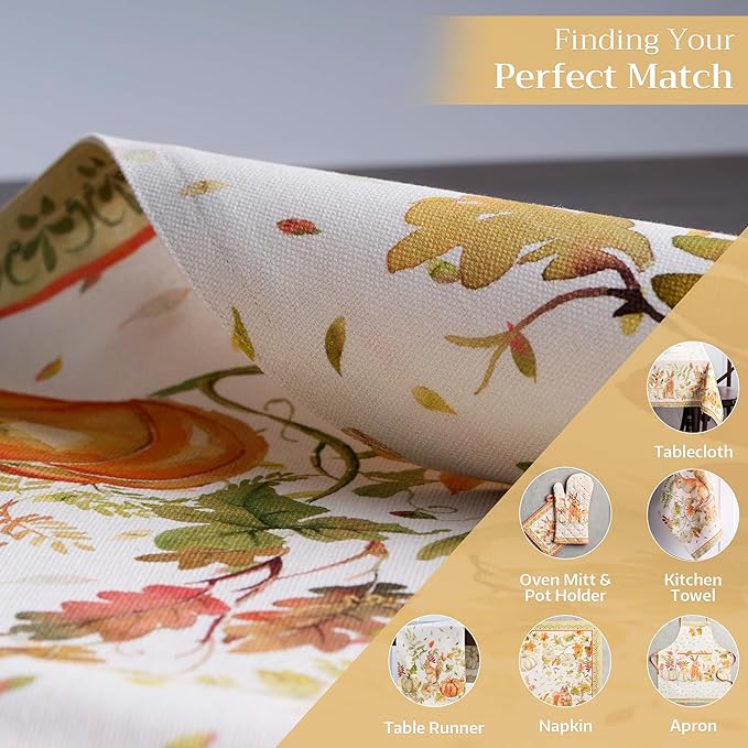 Maison d' Hermine Placemats Set of 4 100% Cotton Washable Cloth Place Mats, Reusable Table Mats for Thanksgiving Christmas Decorations Kitchen Dining Party Wedding (Pumpkin Passion, 13" x 19")