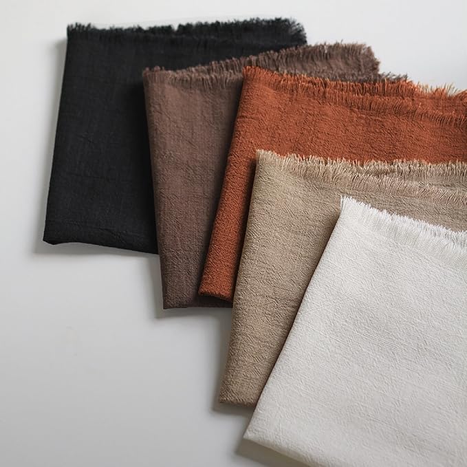 Handmade Cloth Napkins 100% Cotton Napkins with Fringe，Delicate Handmade Cloth Napkins for Dinners, Parties, Weddings and More，18 x 18 Inch Set of 4 - Terracotta