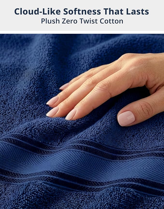 LANE LINEN Bath Sheets - Hotel-Grade Zero Twist Cotton - 4 Piece (35"x66") Oversized Bath Towels Large - Fluffy Cloud-Like Softness & Fade Resistant - Extra absorbent for active households - Navy Blue