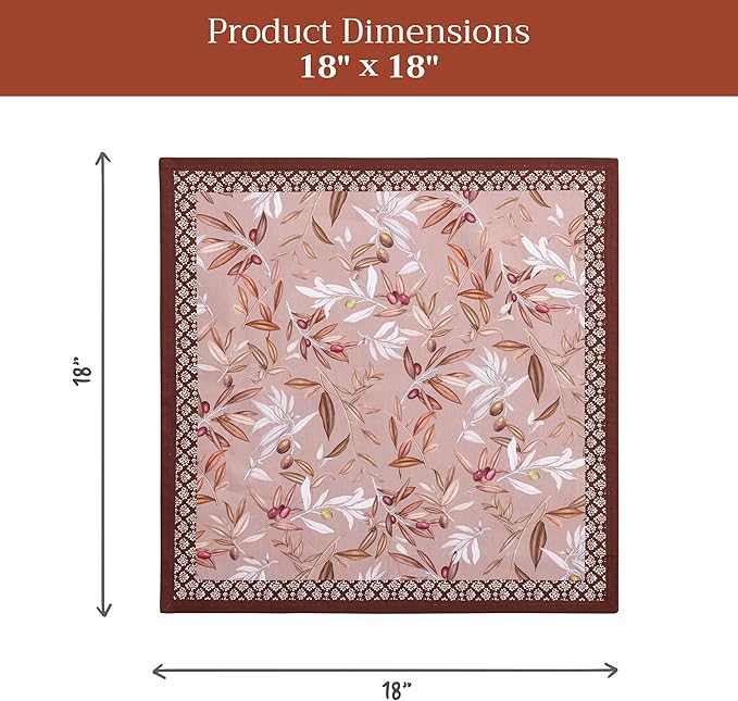Maison d' Hermine Cloth Napkins Set of 4 100% Cotton Everyday Reusable Square Napkins Cloth Washable Dinner Party Wedding Restaurant Gifts for Mothers Day Spring/Summer (Nyons, 18" x 18")