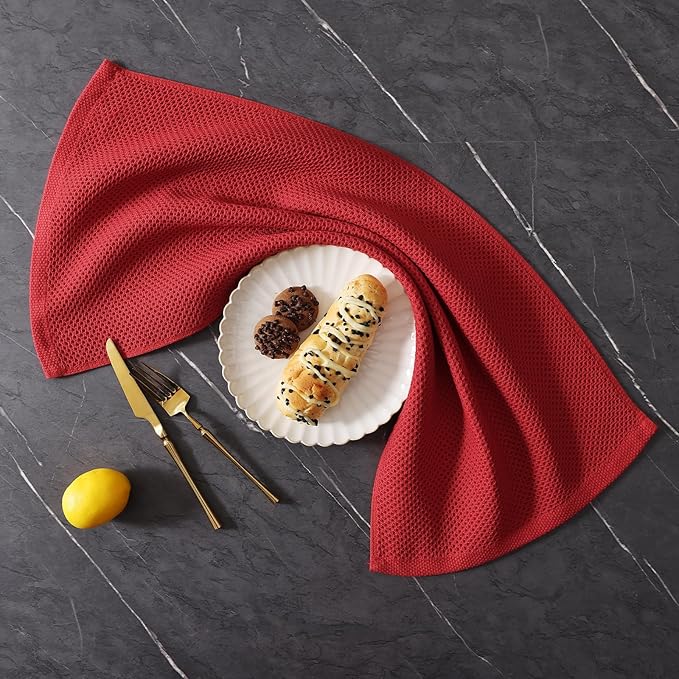 Homaxy 100% Cotton Kitchen Towels and Dishcloths Set, 12 x 12 Inches and 13 x 28 Inches, Set of 12 Bulk Kitchen Towels Set, Ultra Soft Absorbent Dish Cloths for Washing Dishes, Mixed Color