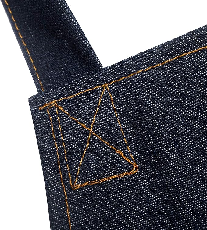 Denim Jean Tool Apron with 4 Pockets Waterproof Adjustable Canvas Lightweight Work Apron Blue
