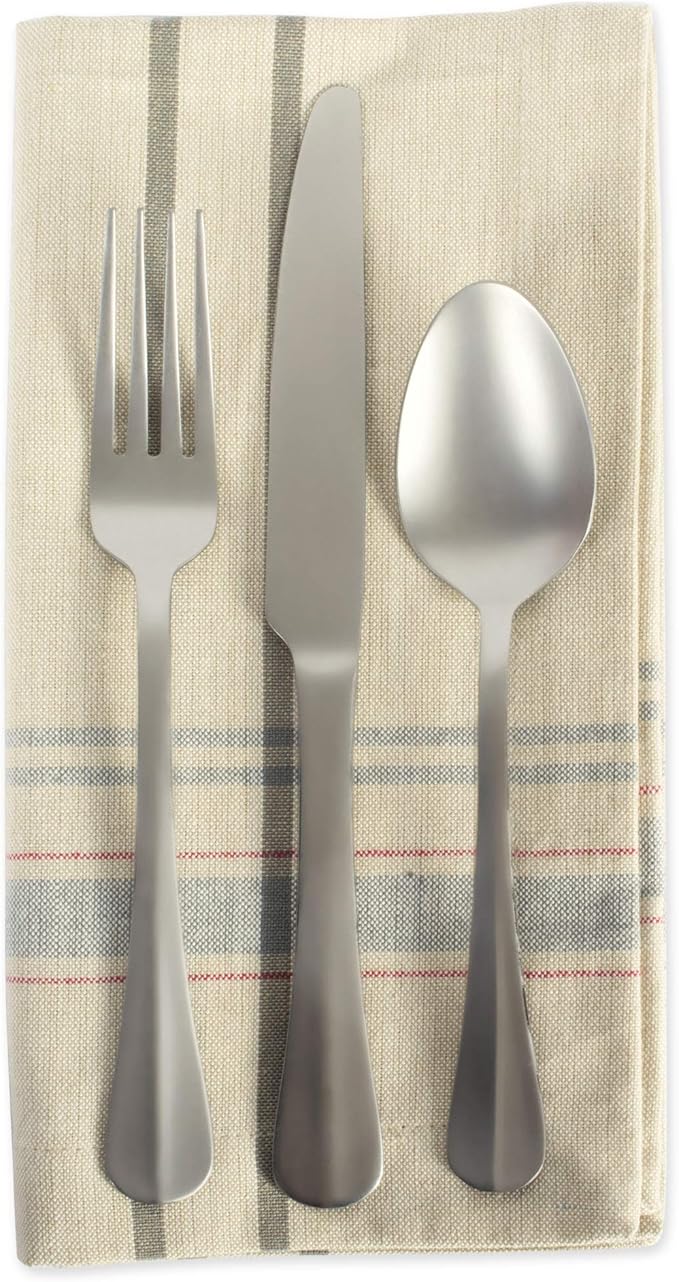 DII French Stripe Tabletop Collection Farmhouse Style Dining Table Linen Napkin Set, 20x20, Taupe/Gray, 6 Piece