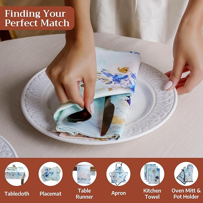 Maison d' Hermine Cloth Napkins Set of 4 100% Cotton Everyday Reusable Square Napkins Cloth Washable Dinner Wedding Restaurant Gifts for Mothers Day Spring/Summer (Lazy Summer Days, 20" x 20")