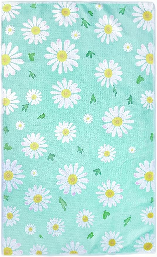 18” x 30” Highly Absorbent Kitchen Towels, Quick Dry Microfiber Tea Towel, Dish Towels for Kitchen Drying, Ultra Soft Premium Hand Towels (Light Green Flowers)