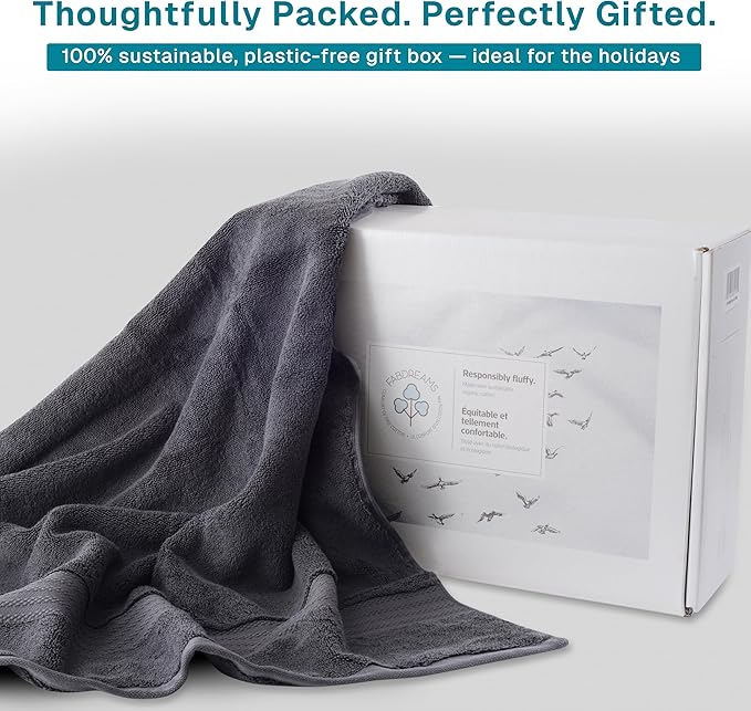 Fabdreams 100% Organic Cotton Bath Towel Set of 6 700 GSM Hotel Premium Plush Absorbent Soft Durable SkinFriendly Spa Quality Bathroom Comfort with 2 Bath 2 Hand Towel and 2 Wash Cloths Charcoal Black