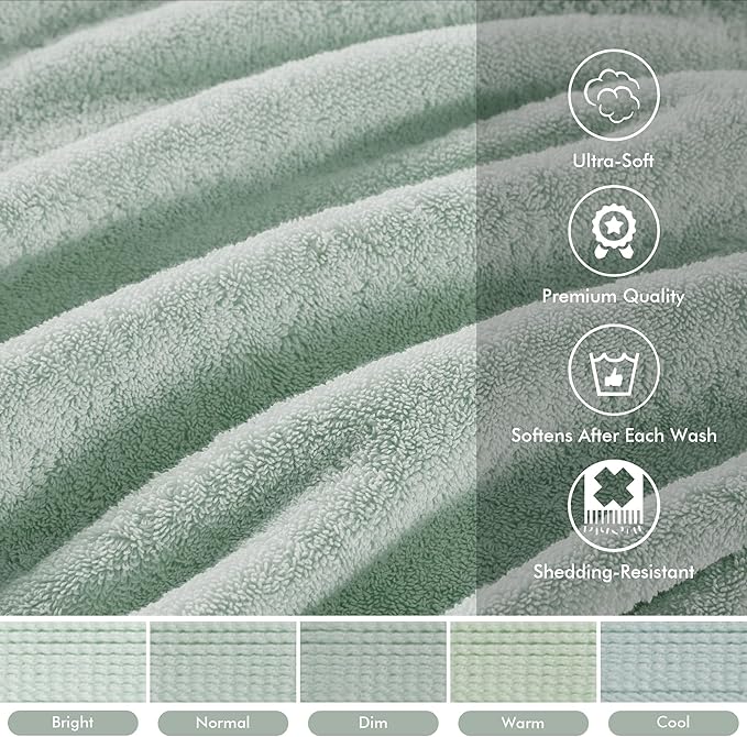 Madison Park 800GSM Bath Sheet Towel Oversized 34" x 68" 2 Pack 100% Cotton Bath Towel Set Highly Absorbent Hotel Spa Quality for Bathroom, Seafoam