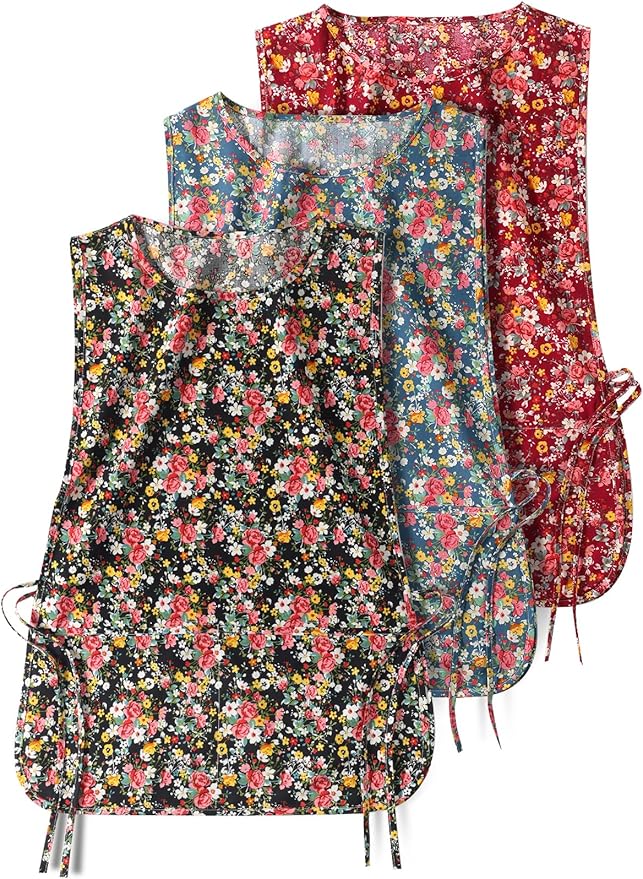 3 pack Women Cobbler Apron Vintage Floral Aprons for Women Chef Bakers Apron for Baking, Cooking, Gardening