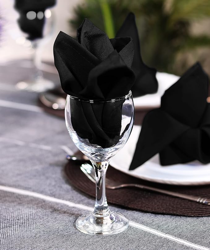 Utopia Home Black Cloth Napkins (12 Pack, 17x17 Inches), Ideal Dinner Napkins for Party, Wedding and Lunch/Dinner