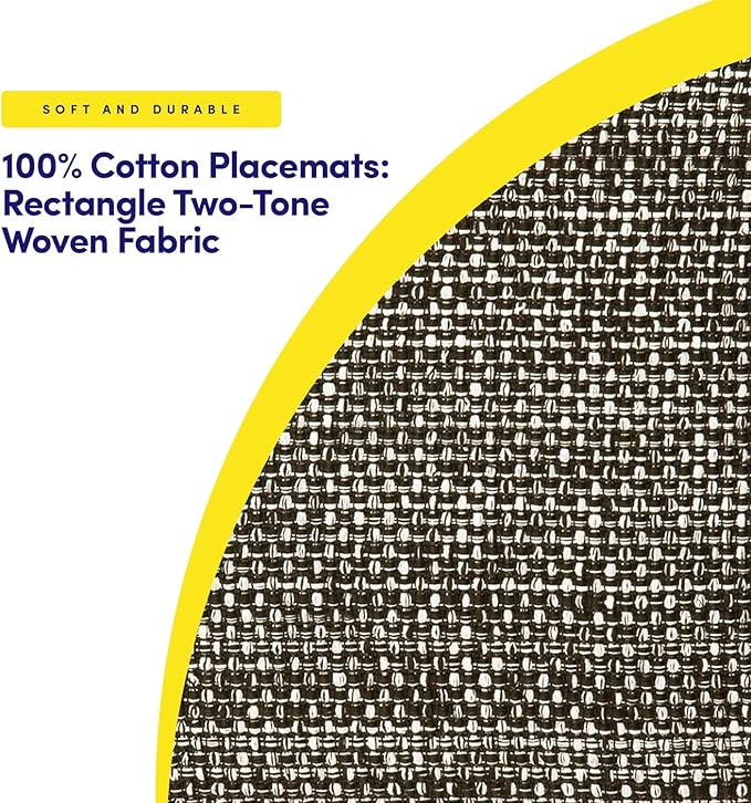 Sweet Home Collection 100% Cotton Placemats for Dining Room Rectangle Two Tone Woven Fabric 13" x 19" Soft Durable Table Mat Set, Set of 6, Chocolate