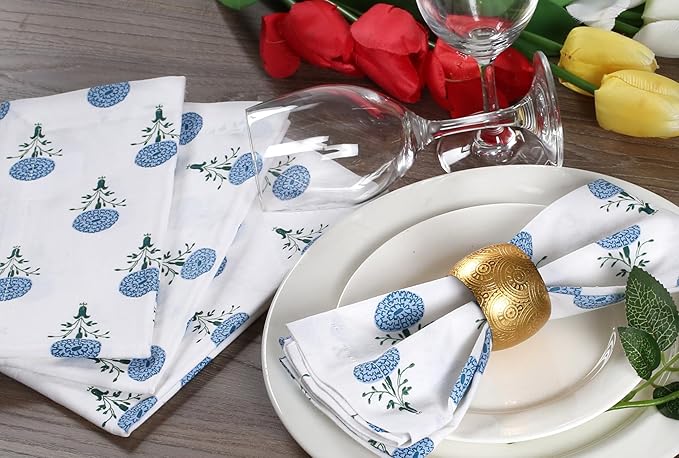 Bedding Craft Printed Dinner Napkins Set of 12 – 18x18 Mushroom Design with 1" Fold – Durable Stylish Fabric Napkins for Dining, Table Décor & Everyday Use