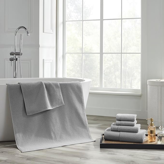 Modern Threads Waffle-Rib 6-Piece Towel Set – Premium Cotton Bath Towels, Ultra-Absorbent & Soft, Elegant Waffle Texture for Bathroom & Spa, Oyster