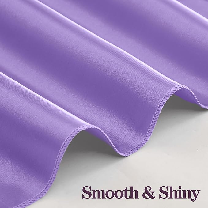 RUDONG M 100 Pcs Light Purple Satin Napkins and Napkin Rings Set, 17 x 17 Inch Square Cloth Napkins Set of 50, Silky Soft Table Napkins Bulk for Weddings, Banquet, Parties Dinner Decoration