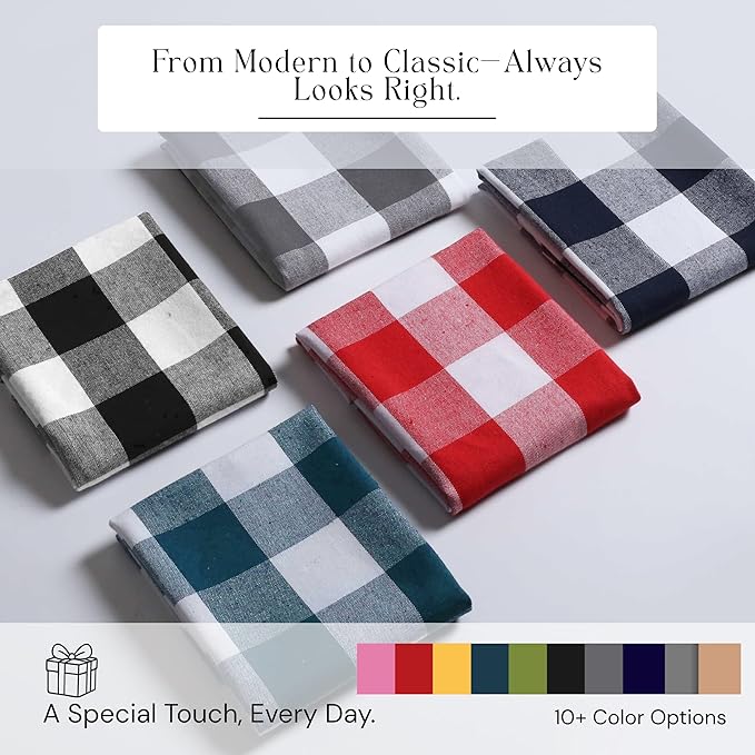 Buffalo Plaid Cloth Napkins, Set of 4, Soft, Durable, Wrinkle Free Fabric Napkins, Checked Napkins for Dinner, Wedding, Restaurant, Buffet, Party, Christmas - Teal White (16”X16”)