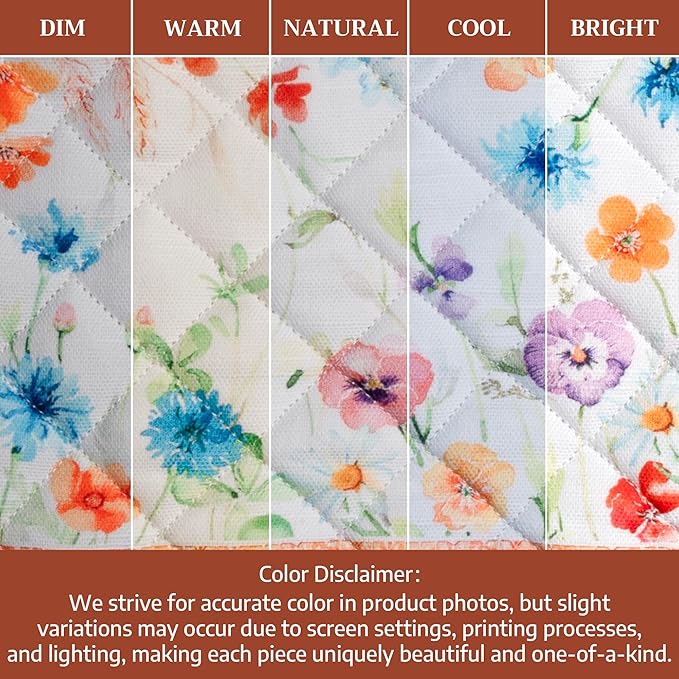 Maison d' Hermine Pot Holders 100% Cotton Heat Resistant Potholders 8" x 8" Hot Pads with Loop BBQ Cooking Baking Gifts for Mothers Day Handling Hot Pans Spring/Summer (Pack of 2, Summer Whisper)