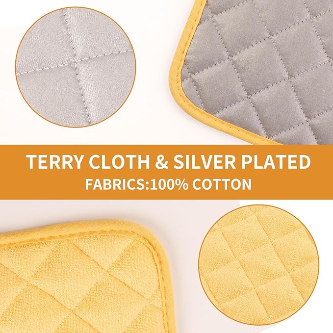 5 Pack Pot Holders for Kitchen Easy-Care Cotton Machine Washable hot Pads for Kitchen for Cooking and Baking Oven Yellow