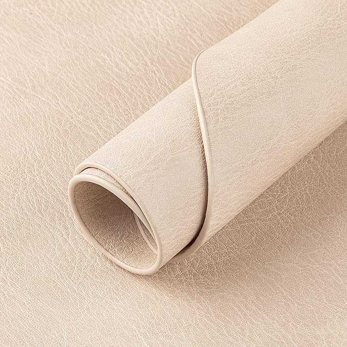 ADRIMER Placemats, Heat Resistant Oval Placemats Set of 12 Washable 12 x 17 Inch, Waterproof Table Mats, Wipeable Pu Place Mats for Kitchen, Dining Room, Beige