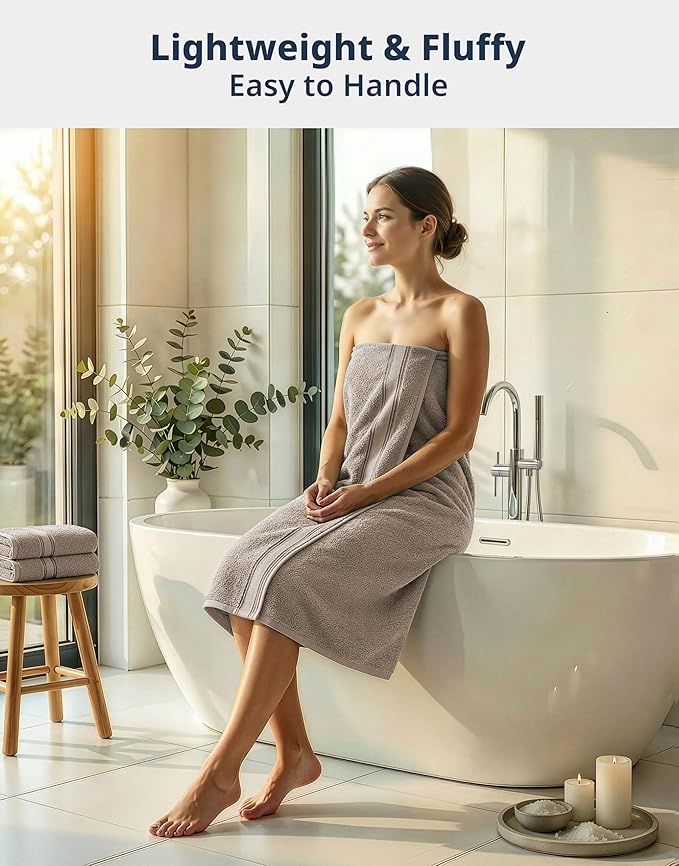 LANE LINEN 100% Cotton Bath Towels Set of 4 (28"x54") - Zero Twist, Mercerized Cotton Bathroom Towel Set - Quick Dry, Very Soft & Absorbent Large Bath Towels - Mininmal Lint After 3 Washes - Platinum