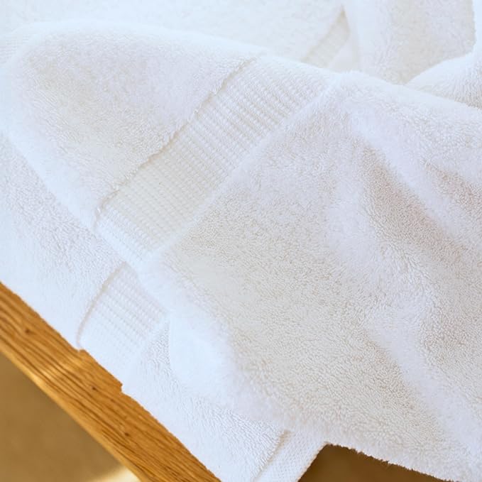 SALBAKOS 100% Turkish Cotton Hand Towels Set White, Pack of 6, 16x30 in | Luxury Hotel Quality Super Soft Absorbent Hair, Face & Hand Drying Towel for Bathroom | Made in Turkey (White, 6 Hand Towels)