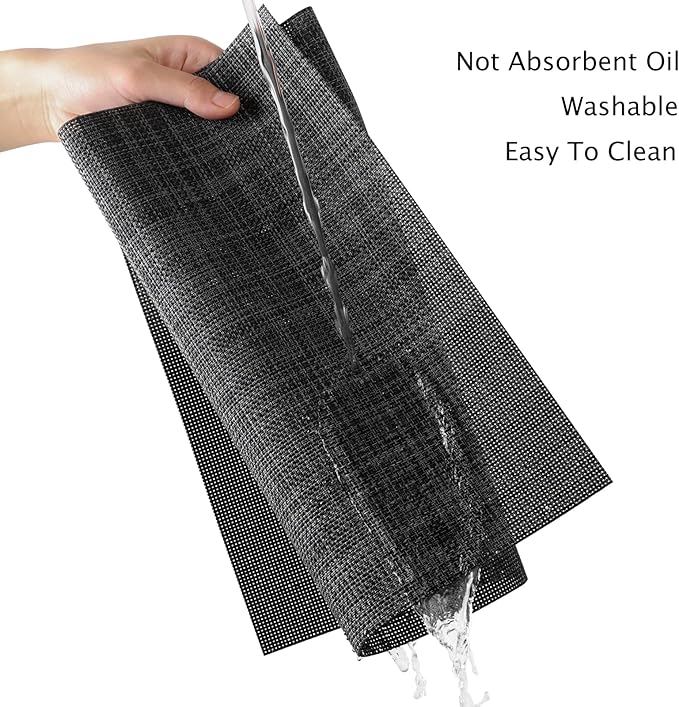 Myir JUN Placemats Set of 6, Vinyl Woven Placemats Place Mats Indoor Washable Table Mats Non-Slip Place mats for Dining Table (Dark Gray-Black, Set of 6)