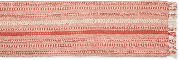 DII Farmhouse Braided Stripe Table Runner Collection, 15x72 (15x77, Fringe Included), Spice