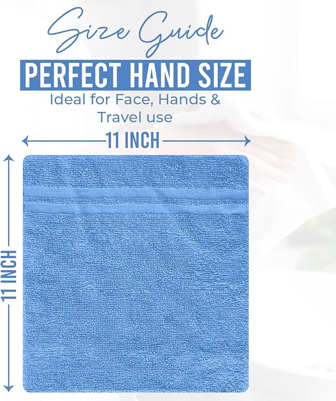 DAN RIVER 10 Pack Wash Cloths for Showering [11x11] - 100% Cotton Washcloths Premium Quality Flannel Face Cloths for Bathroom, Highly Absorbent and Soft Feel Wash Clothes, Assortment 7