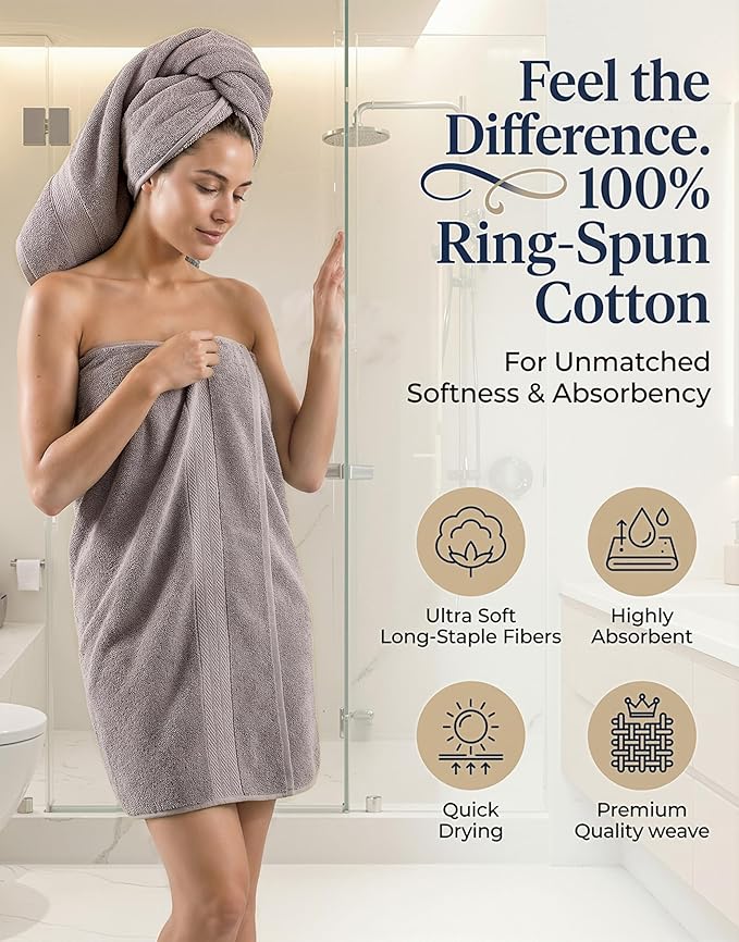 LANE LINEN Luxury Towels and Washcloths Sets - 24 PCs - 100% Ring Spun Cotton Soft Towel - Durable, Absorbent & Long Lasting Towels for Family - Housewarming Gift - Fade Resistant - Platinum