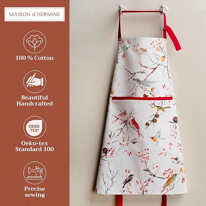 Maison d' Hermine 100% Cotton Apron for women with Pocket Kitchen Chef Apron for Men Cooking Mothers Day Gifts
