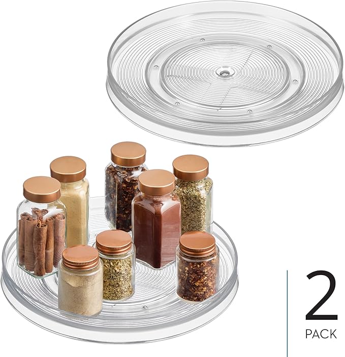 iDesign 11-Inch Round Lazy Susan Organizer for Kitchen or Pantry Storage - Set of 2 - Clear