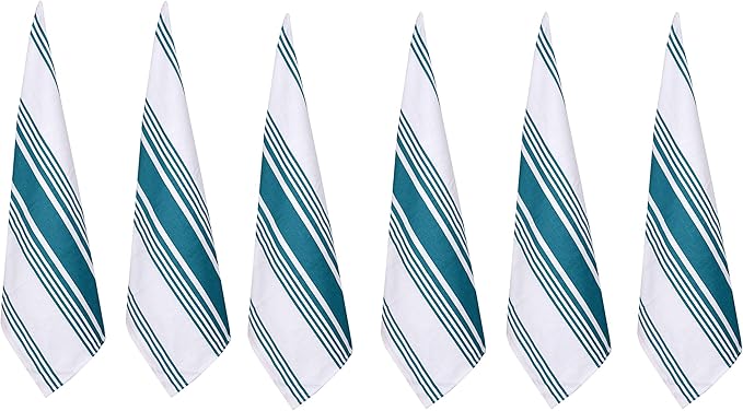 Urban Villa Easter Kitchen Towels 100% Cotton Dish Towels for Kitchen (Set of 6)20”x30” Dish Cloths Highly Absorbent Kitchen Linen Set with Hanging Loop Perfect for Drying Dishes Cleaning Towels-Teal