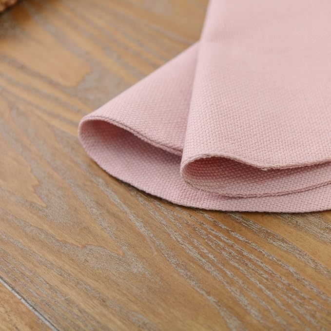 Set of 4 Round Placemat 15 Inch Soft Linen eco-Friendly Fabric Handcrafted Machine Washable Indoor & Outdoor Tablemat Baby Pink