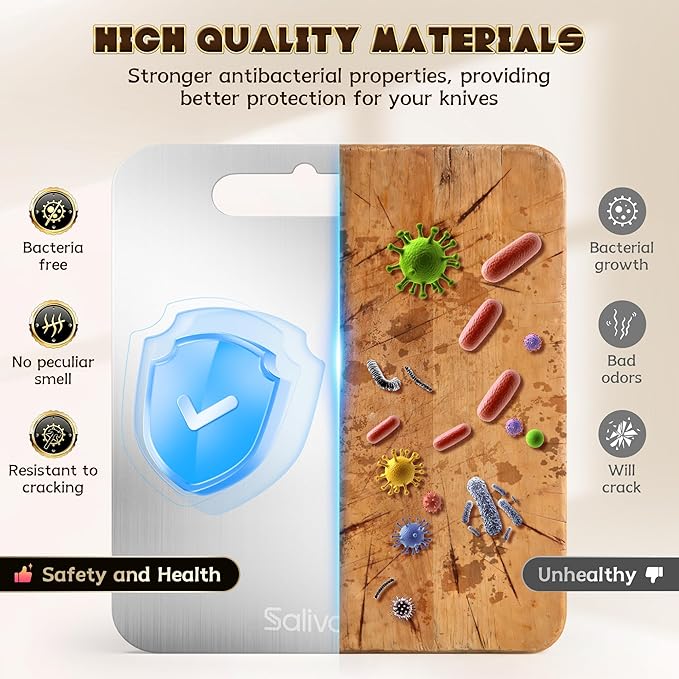 Saliva Titanium Cutting Boards for Kitchen, Cutting Board Double Sided Food Grade, Dishwasher Safe, No Blunt Knife, Chopping Boards with Handle for Meat, Fruit & Vegetable (15x11in)