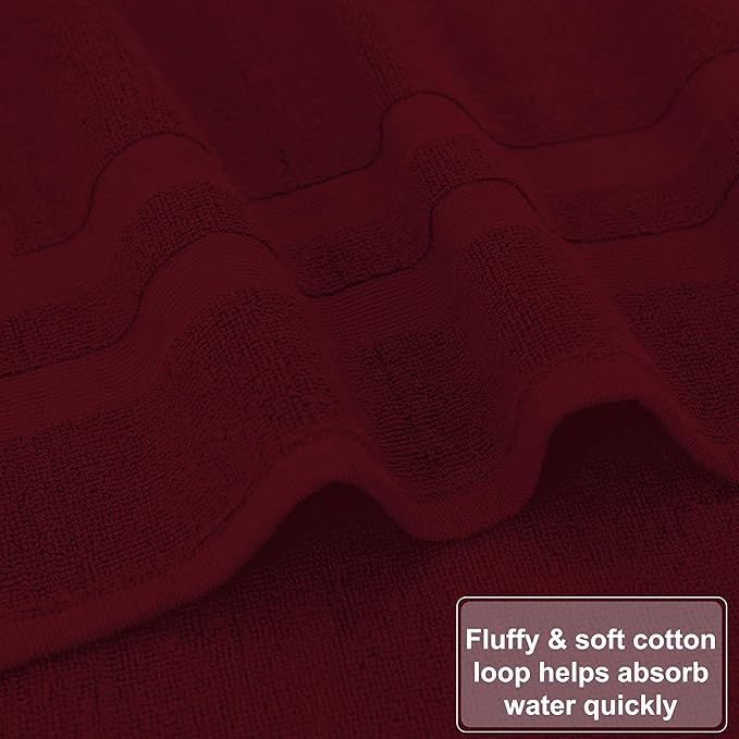 GOLD TEXTILES Premium Red Wine Bath Mat - 2 Pack 22x34 Inches - Not a Bathroom Rug - 100% Ring Spun Cotton - Highly Absorbent & Non Slip Shower Bathroom Floor Mat Towel - Machine Washable