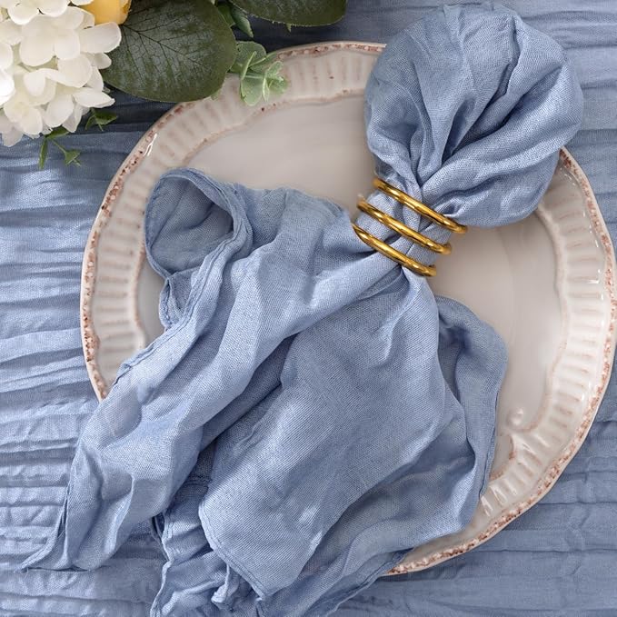 50 Pack Dusty Blue Cheesecloth Napkins Cloth Spring Summer Cloth Napkins Washable Set of 50 Bulk 21x21 Inches for Wedding Baby Bridal Shower Birthday Dinner Party Table Decor
