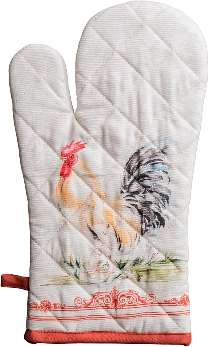 Maison d'Hermine Oven Gloves 100% Cotton Oven Mitt 7" x 13" with Loop Heat Resistant, BBQ, Cooking Gloves, Baking, Grilling, Kitchen, Handling Hot Pans Spring/Summer (Pack of 1, Campagne)