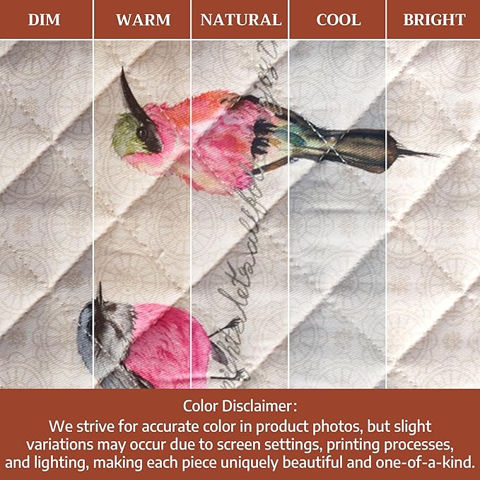Maison d' Hermine Double Oven Mitts 100% Cotton 7"x35" Double Oven Mitt Heat Resistant BBQ Cooking Gloves with Loop Baking Grilling Gifts for Mothers Day Spring Summer (Birdies on Wire)