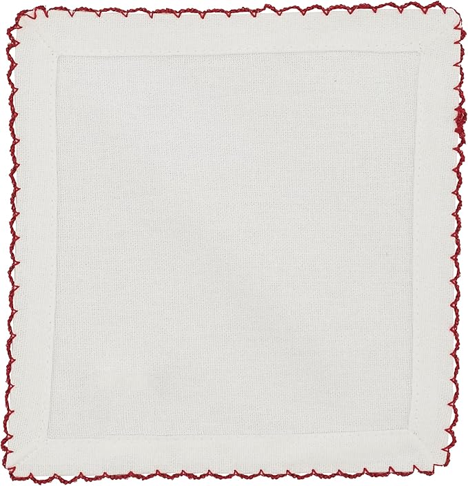 SARO LIFESTYLE Whip Stitched Table Napkins (Set of 4), Red, 6" (1442.R6S)