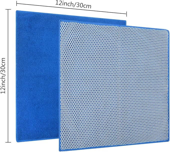 SINLAND Microfiber Dish Cloth for Washing Dishes Dish Rags Best Kitchen Cloths Cleaning Cloths Poly Scour Side 12Inchx12Inch 20Pack, Dark Blue