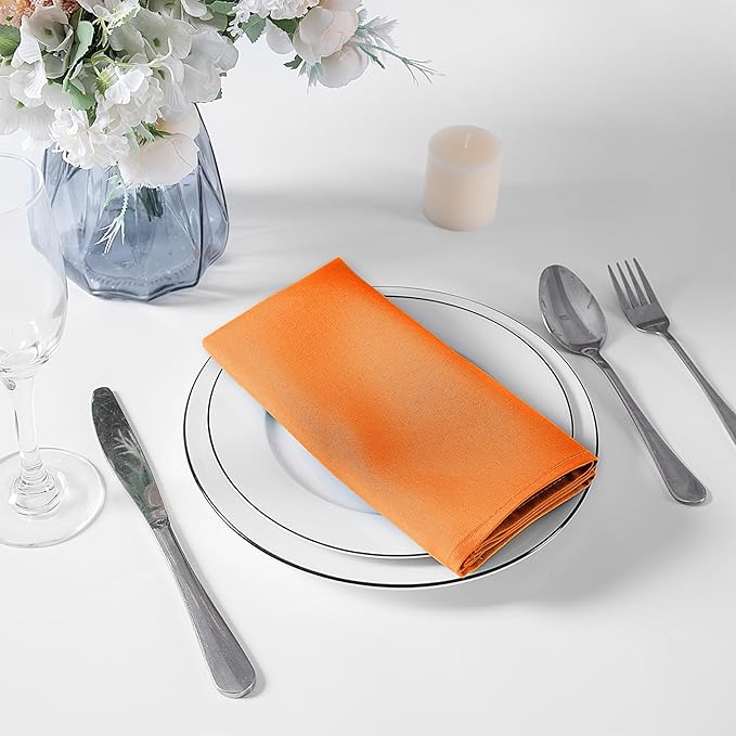 Bailarina Cloth Napkins Set of 80,17x17 inches Dinner Napkins Cloth Washable,Polyester Square Table Cloth Napkin Bulk with Hemmed Edges Ideal for Banquets, Parties and Weddings-Orange