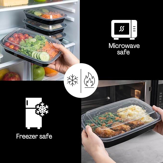 50-Pack 28 Oz Meal Prep Containers With Lids, to Go Food Containers BPA Free, Stackable, Leak Resistant, Bento Box, Microwave, Dishwasher, Freezer Safe