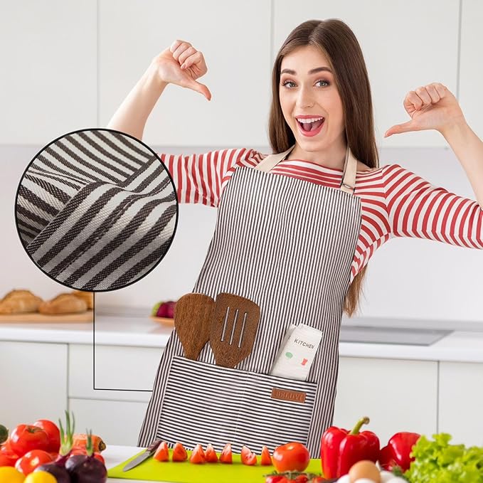 BeLuyi 2 Pack Adjustable Bib Apron with 2 Pockets Chef Cooking Kitchen Restaurant Aprons for Women Men