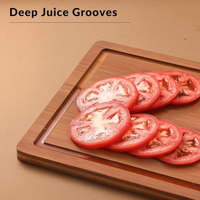 Bamboo Cutting Board Set of 3, Wood Cutting Boards for Kitchen with Juice Grooves, Durable Chopping Board for Meat, Vegetables & Meal Prep